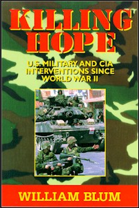 bookcover photo shows heavily armed American troops and tank entering a town in Haiti.