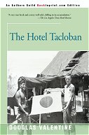 The Hotel Tacloban, by Douglas Valentine; photo on bookcover shows two American men holding up a captured Japanese flag.