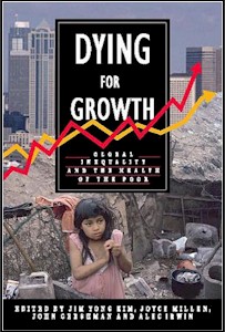 Bookcover photo shows a little Indian girl living in an impoverished camp, with the huge skyscrapers of some wealthy city behind her in the distance.