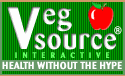 VegSource logo, green rectangle with a bright red apple